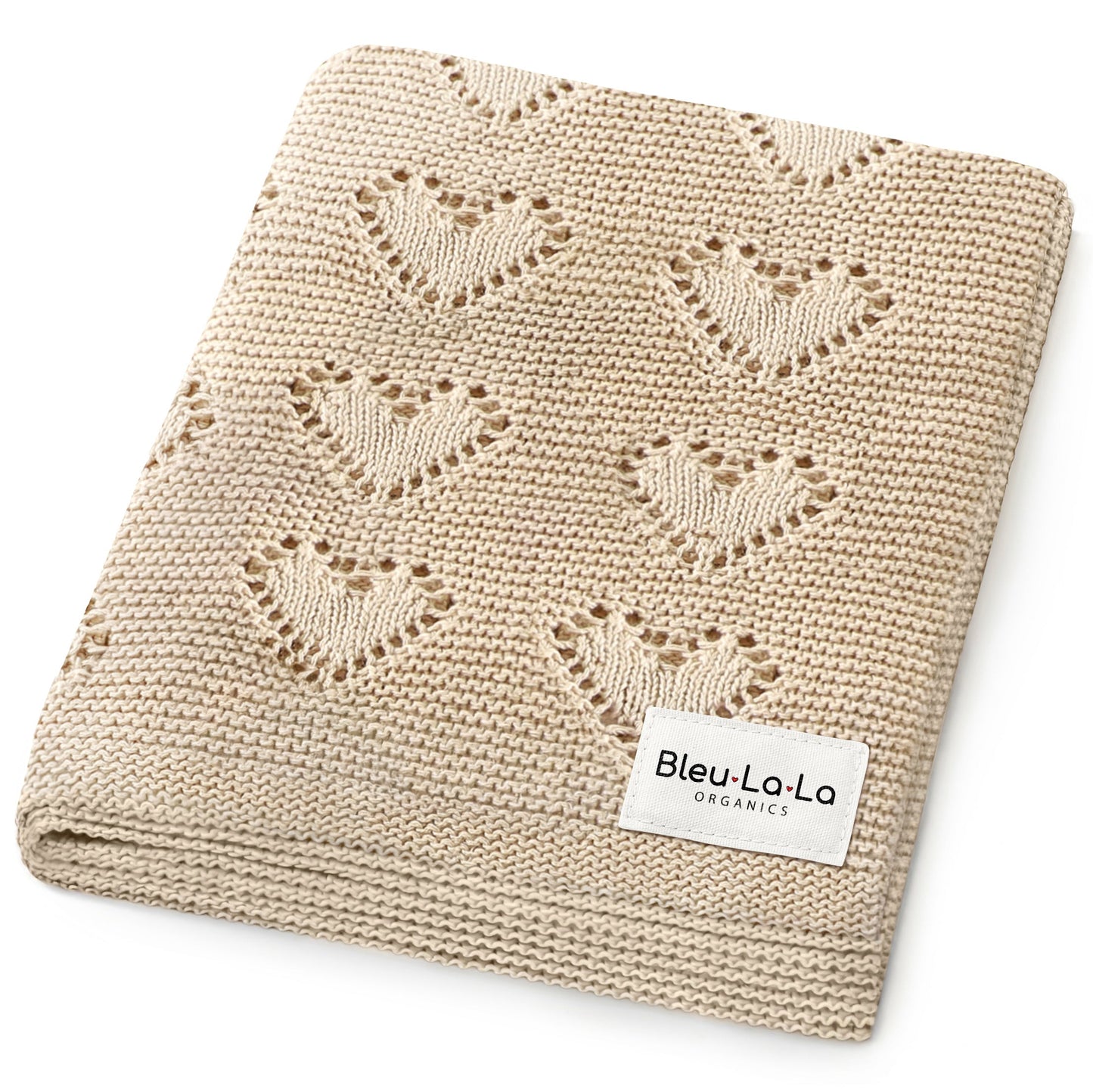 100% Cotton Luxury Knit Heart Swaddle Baby Blanket