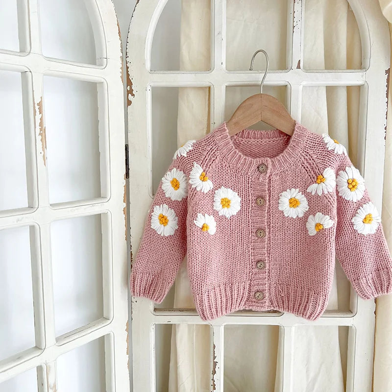 Daisy Embroidered Knit Cardigan