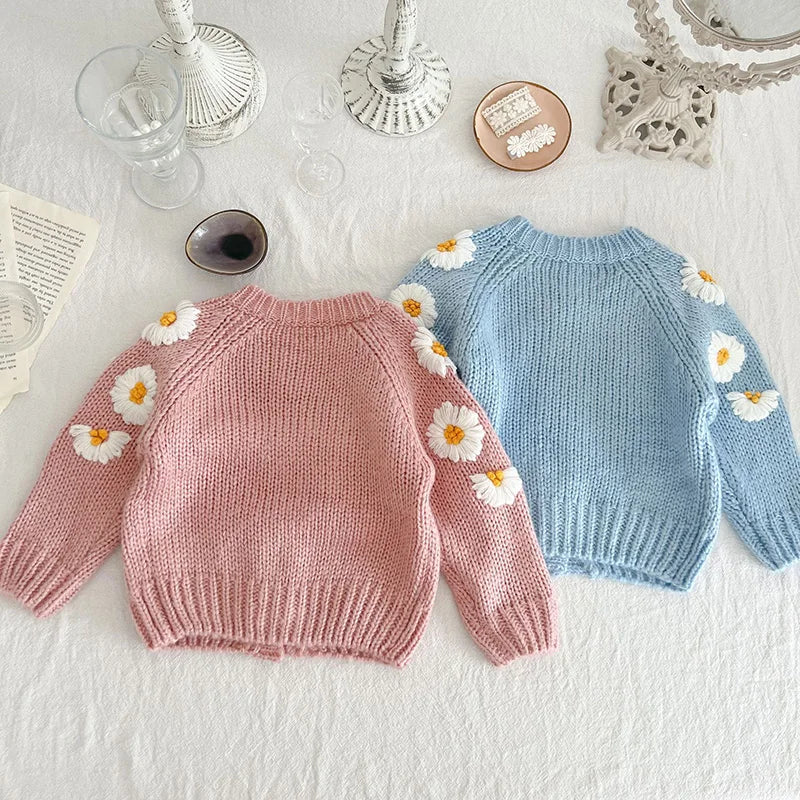 Daisy Embroidered Knit Cardigan
